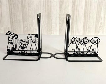 Personalisierte Hunde Metall Buchstützen: Name, Tierliebhaber Geschenk