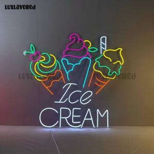 Ice Cream Neon Sign Custom Wall Decor, Dessert Lover Gift, Neon Sign for Gelato Shop, Personalized Gifts