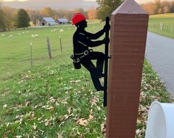 Lineman Metal Sign Tree Stake, Electrician for Mailbox Post, Outdoor Yard Decor Gift for Lineman, Garden Decor