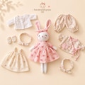 Set Linen Bunny Doll With 3 Removable Outfits, Dress Up Doll, Soft Cloth Doll, Birthday Gift For Baby, Baby Shower Gift, Christmas Gift product logo