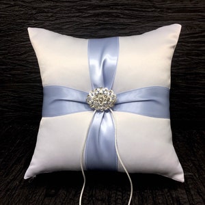 Wedding Ring Bearer Pillow 250+ Custom Colors Available Black Accent White or Ivory