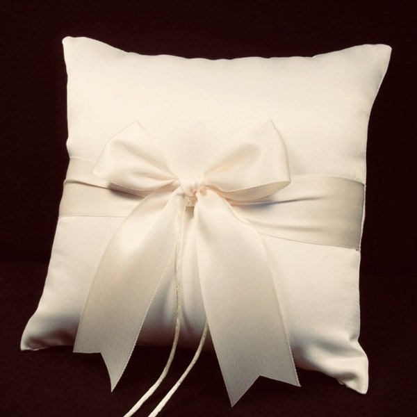Ivory or White Wedding Ring Bearer Pillow • Shipping Cost Included • Custom Bow Colors Available