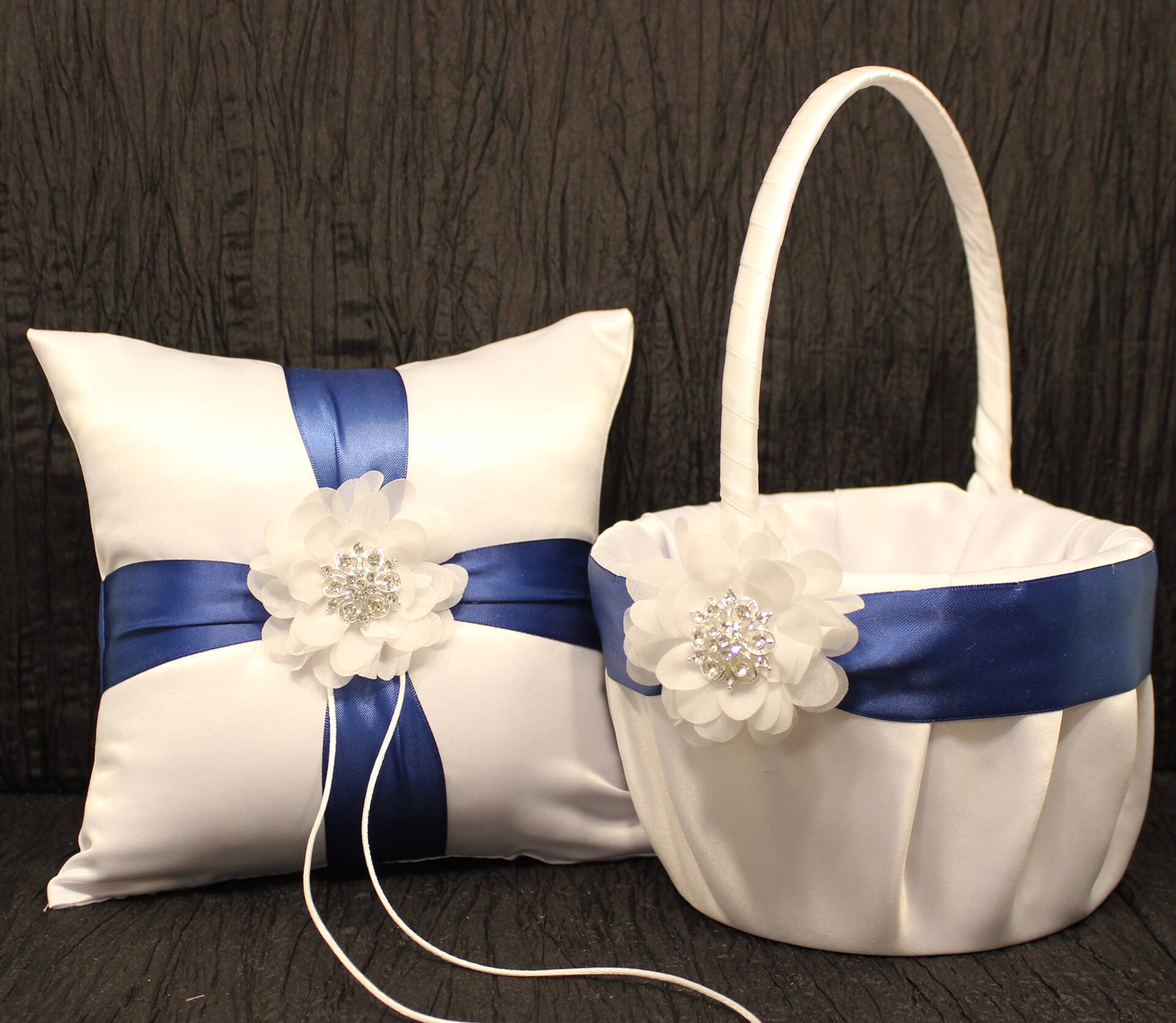 Royal Sapphire Blue Ring Bearer Pillow Flower Girl Basket