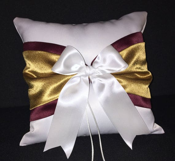 Wedding Ring Bearer Pillow 250+ Custom Colors Available Black Accent White or Ivory