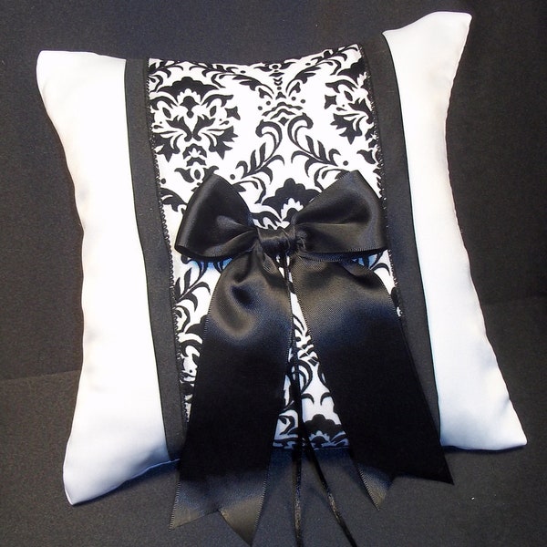 Damask Wedding Ring Bearer Pillow • Black and White Wedding • Shipping Cost Included • CLEARANCE PRICED!