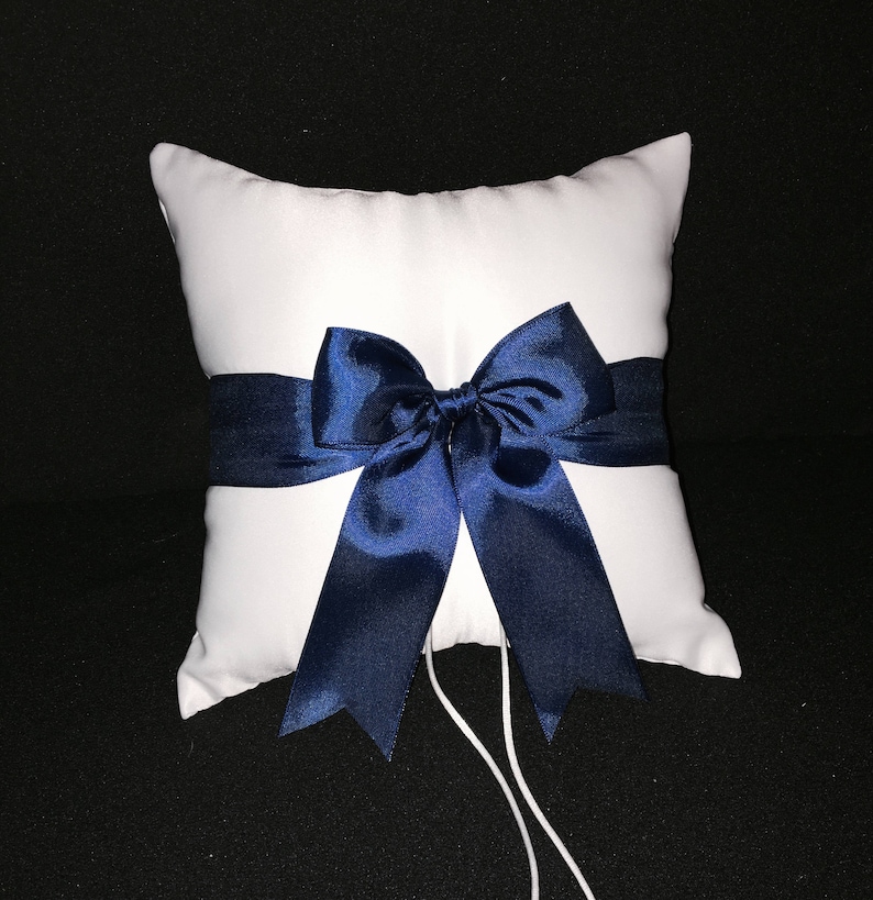 Wedding Ring Bearer Pillow 250+ Custom Colors Available Black Accent White or Ivory