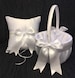 Ring Bearer Pillow and/or Flower Girl Basket - White or Ivory Wedding - Custom Colors Available 