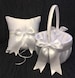 Ring Bearer Pillow and/or Flower Girl Basket - White or Ivory Wedding - Custom Colors Available