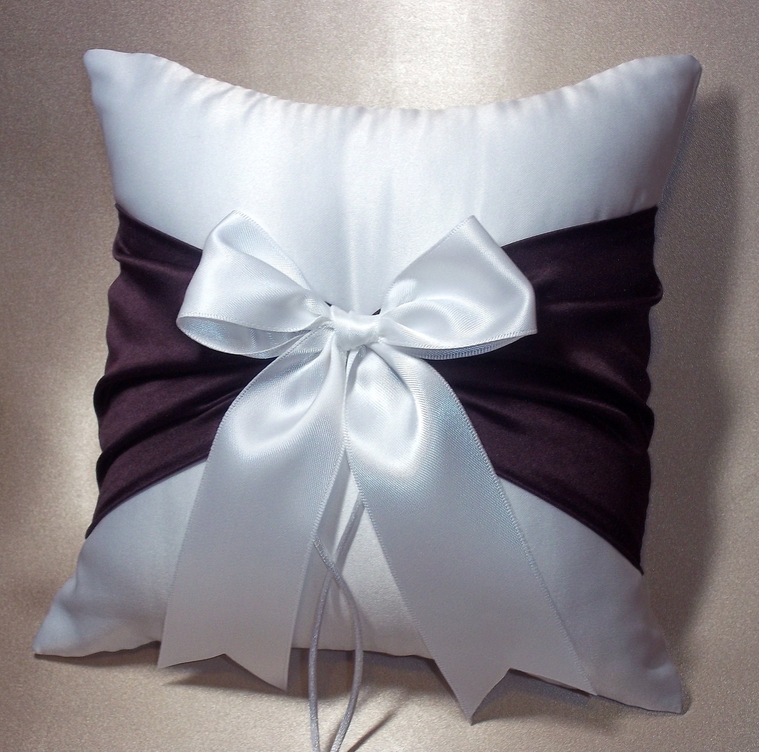 Wedding Ring Bearer Pillow 250+ Custom Colors Available Black Accent White or Ivory