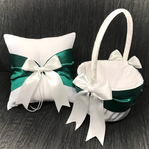 Emerald Green Accent Ring Bearer Pillow And/or Flower Girl Etsy