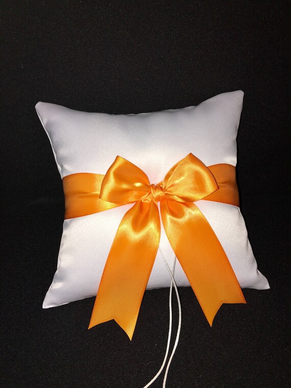 Tangerine Orange Bow Ring Bearer Pillow Ivory Or White Etsy