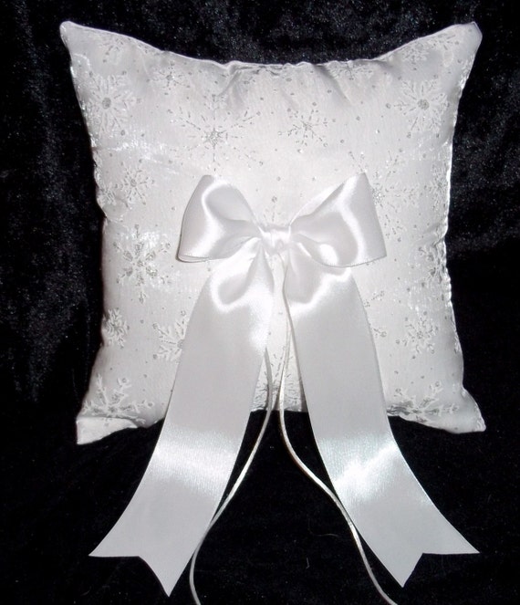 Snowflake Ring Bearer Pillow White Or Ivory Wedding Custom Etsy