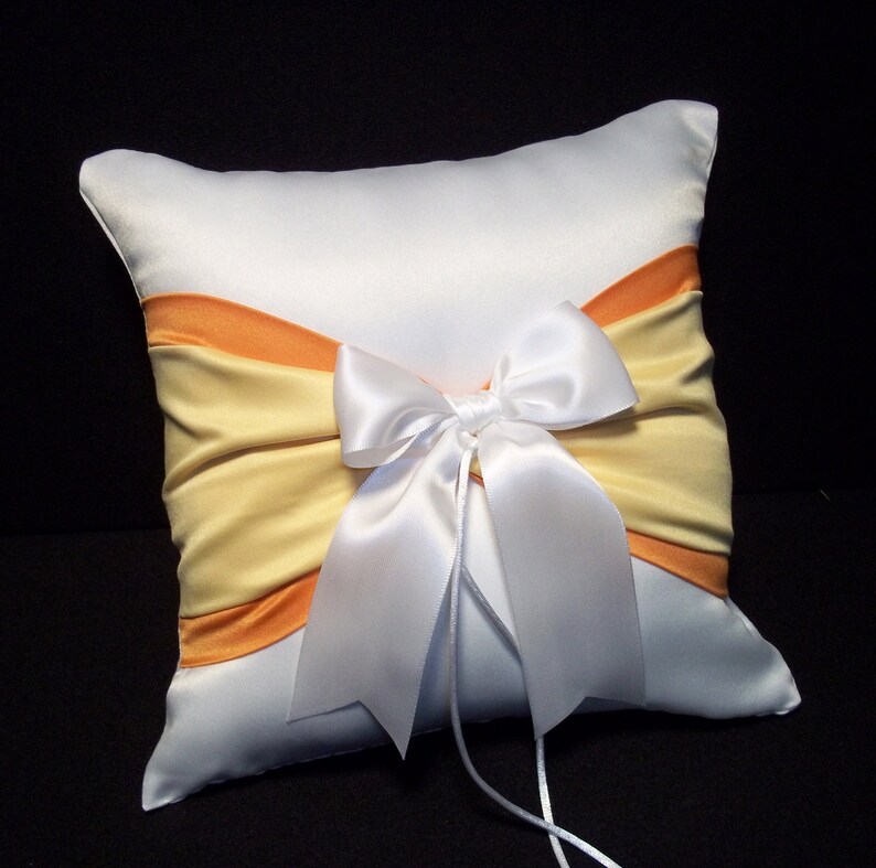 Orange Yellow Ring Bearer Pillow White Or Ivory Wedding Etsy