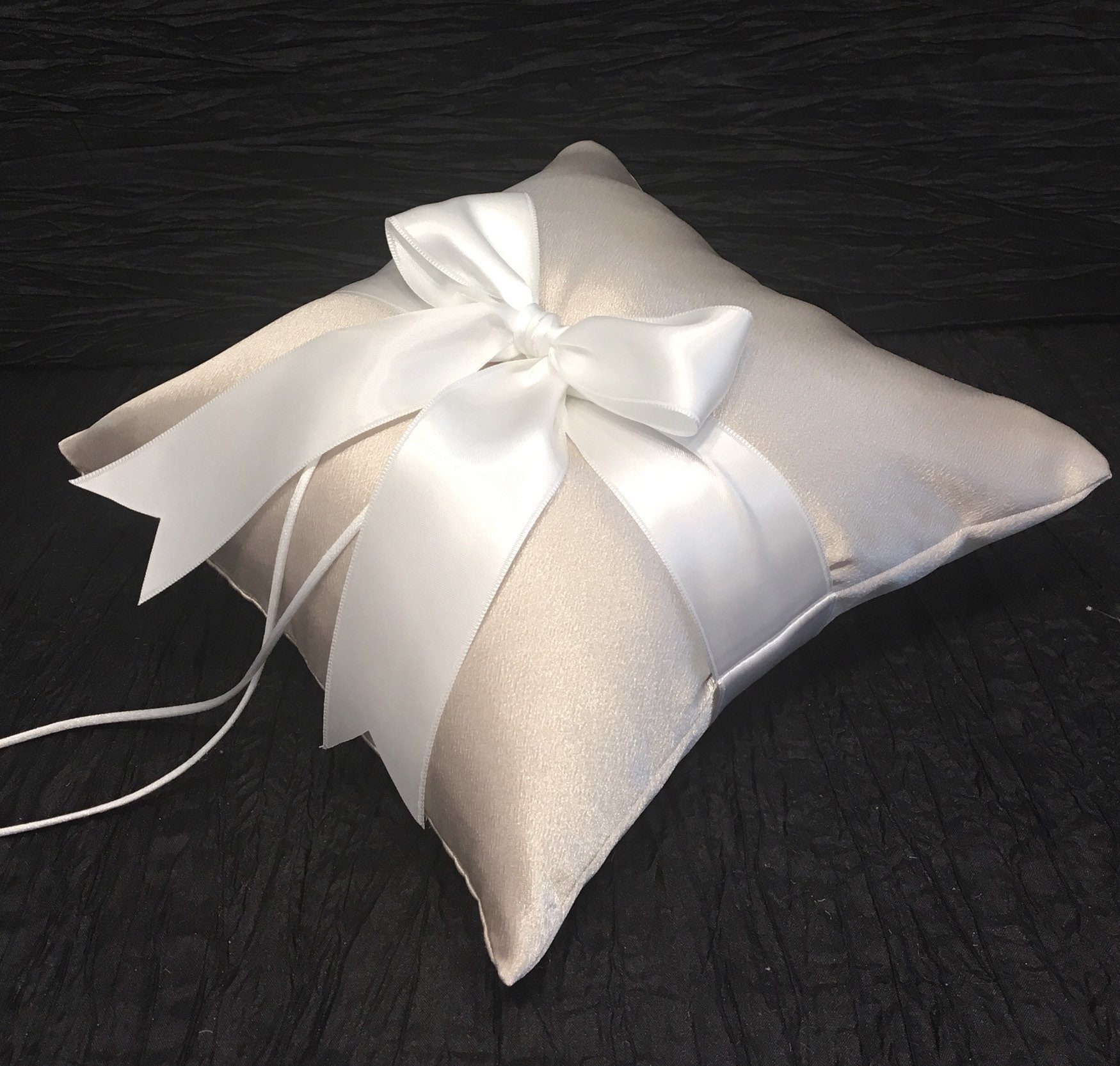 Champagne Wedding Ring Bearer Pillow White Or Ivory Bow Custom