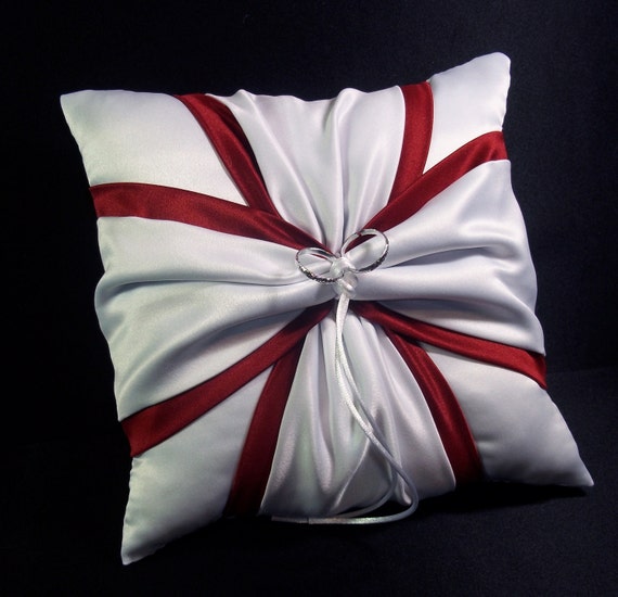 Wedding Ring Bearer Pillow 250+ Custom Colors Available Black Accent White or Ivory
