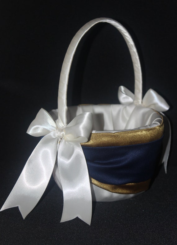 navy blue flower girl basket