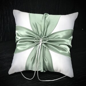 Decorate Yourself Dusty Sage Green Sash Ring Bearer Pillow • White, Off White or Ivory Wedding • DIY Wedding Decor
