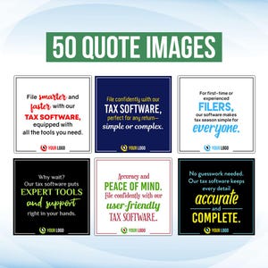 tax software social media posts ads flyers tips infographics and quotes