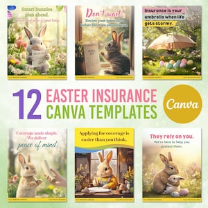 12 Easter Insurance Templates | Insurance Flyer | Insurance Ads | April Flyer | Insurance Bundle | Spring Content | Canva Template