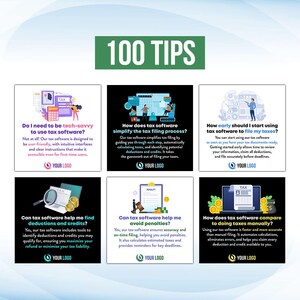 tax software social media posts ads flyers tips infographics and quotes