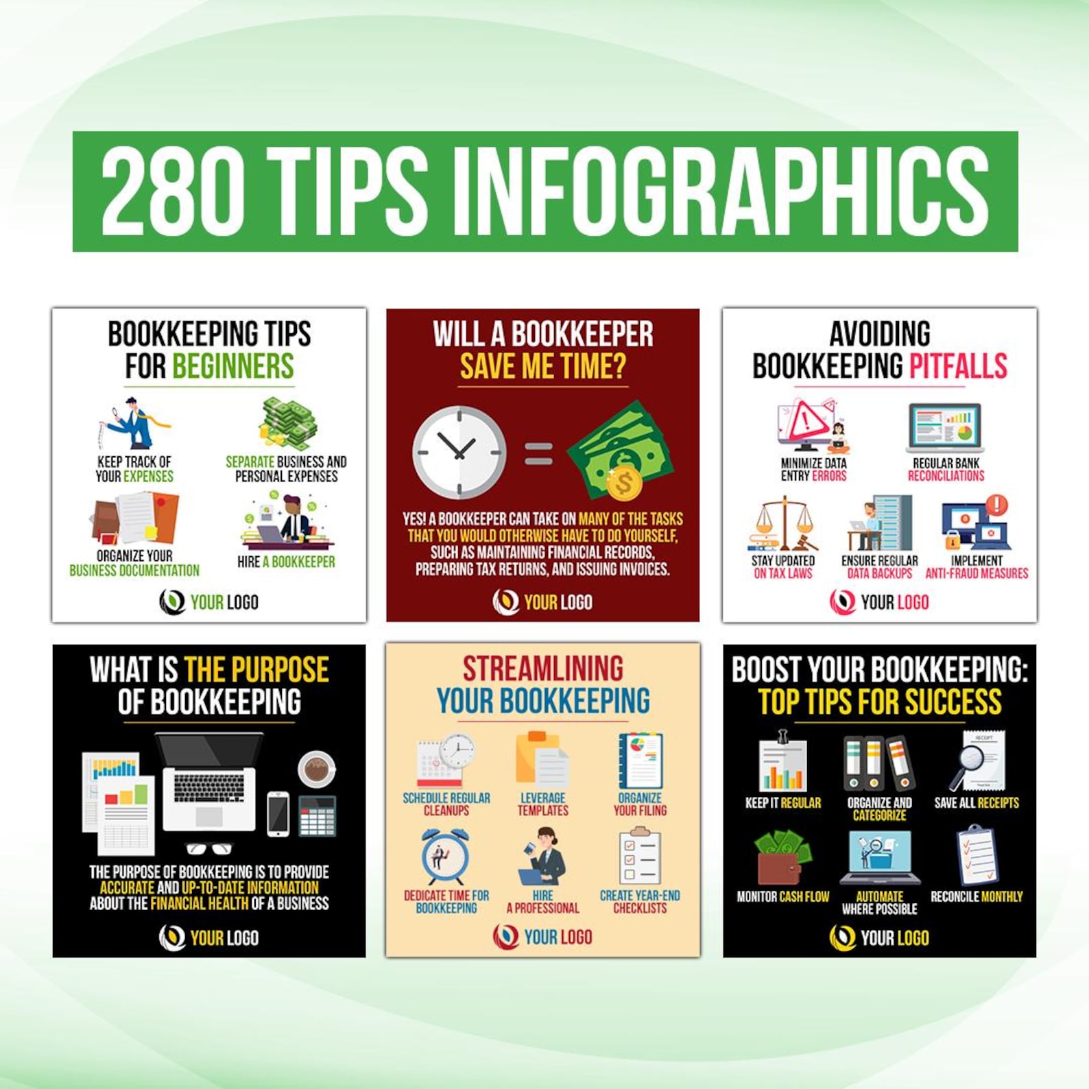 500 Bookkeeping Posts for Social Media With Your Logo and Brand Colors ...