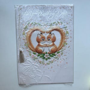 Jumbo wedding card, 1970s, approx 30cm high - vintage card large with adorable squirrels