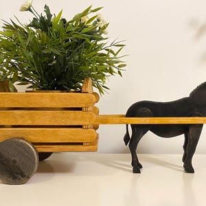 Handmade Wooden Donkey Cart Planter – Rustic Home Déco