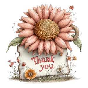 Conjunto de imágenes PNG de agradecimiento al cliente con girasoles - 22 gráficos florales para insertar en pedidos - Imágenes prediseñadas para tarjetas de pequeñas empresas - Diseños de etiquetas de regalo