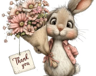 Thank You Animal Clipart PNG Bundle - 19 Appreciation Characters for Cards - Tags and Notes