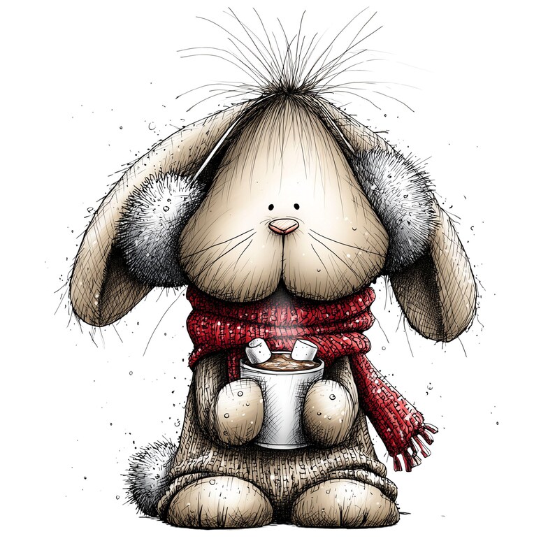 Cozy Winter Bunny PNG Clipart Bundle, 20 Cute Bunny Pngs, Christmas ...