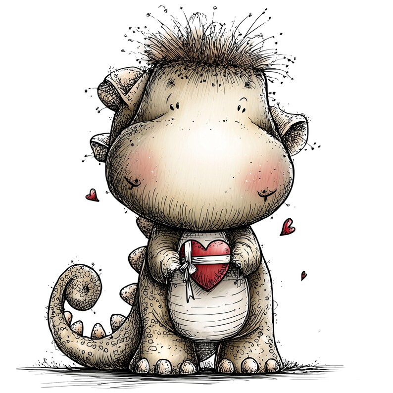 Cozy Valentine Dinosaur PNG Clipart Bundle, 20 Cute Dino Pngs, Kids ...