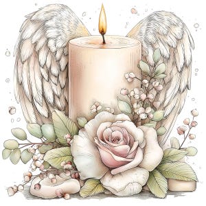 Clipart bougie commémorative - 24 PNG de bougies de sympathie pour cartes de funérailles - programmes funéraires et impressions du souvenir