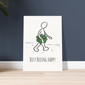 Poster minimalista impegnato ad essere felice | Stampa artistica su carta pregiata | Manifesto fortunato senza cornice | Decorazione murale e regalo ispiratori