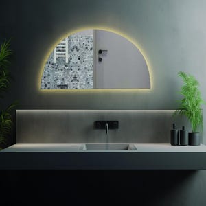 Half Circle LED Backlit Mirror: Modern Minimalist Bathroom Decor