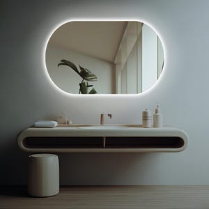 Modern Oval LED Bathroom Mirror: Backlit Vanity Mirror
