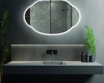 Cloud Shaped LED Mirror: Backlit Vanity, Modern Minimalist Design Lighted Illuminated Smart Home