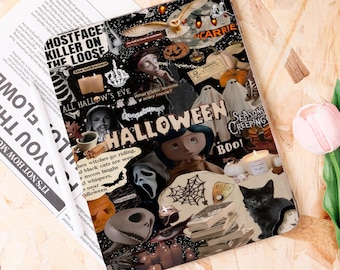 Halloween Collage iPad Case With Pencil Holder for New iPad, Air 6, Pro 11"/12.9"/13", iPad 10.9"/10.2", iPad Mini 6/7, Gift for Her