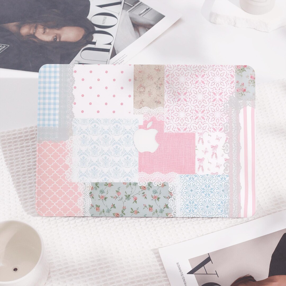 Patchwork Mac Baby Pink and Blue Patchwork Hard MacBook Case Protective Laptop Cover ...