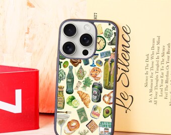 Green Food Collage Case for iPhone 11 12 13 14 15 16 Pro Max, iPhone 12 13 Mini, X XR XS, XS Max, iPhone 7 8 Plus, New iPhone Case