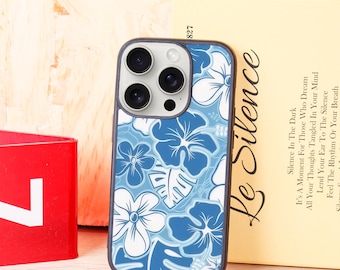 Blue Hibiscus Floral Dream Case for iPhone 11 12 13 14 15 16 Pro Max, iPhone 12 13 Mini, X XR XS, XS Max, iPhone 7 8 Plus, New iPhone Case