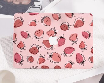 Pink Strawberry Hard Macbook Case Protective Laptop Cover for New Mac Pro 16/15，Macbook Air 15 14  MacBook Ret 15 13 12 , Laptop 2022 Cover