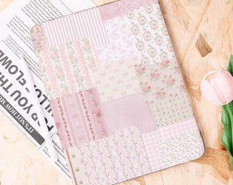 Chic Floral Patchwork iPad Case With Pencil Holder for New iPad, Air 6/4/5, Pro 11"/12.9"/13", iPad 10.9"/10.2", iPad Mini 6/7, Gift for Her
