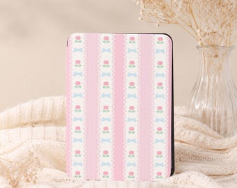 Pink Stripes Elegance Case With Hand Strap For Paperwhite 10/11/12, Kindle 10th 11th Gen, Kindle Colorsoft, New Kindle Case, Gift for Her