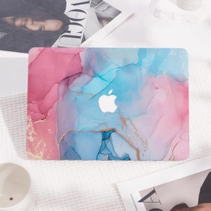 Pink-Blue Marbled Hard Macbook Case Protective Laptop Cover for New Mac Pro 16/15, Macbook Air 15/14, MacBook Ret 15/13/12, Macbook Cover