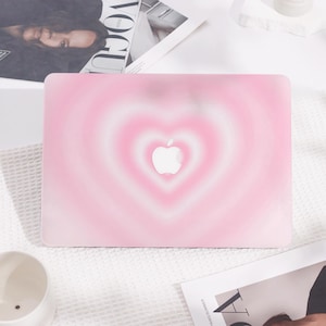 Pink heart gradient Hard Macbook Case Protective Laptop Cover for New Mac Pro 16/15 Macbook Air 15 14   Ret 15 13 12 ,Laptop 2022 2021 Cover