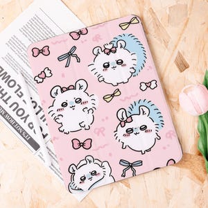 Cute Hamsters Pink iPad Case With Pencil Holder for New iPad, Air 6/4/5, Pro 11&quot;/12.9&quot;/13&quot;, iPad 10.9&quot;/10.2&quot;, iPad Mini 6/7, Gift for Her