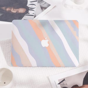 Soft Pastel Waves Hard Macbook Case Protective Laptop Cover for New Mac Pro 16/15, Macbook Air 15/14, MacBook Ret 15/13/12, Macbook Cover