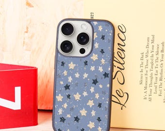 Knipperende sterren in blauw-hoesje voor iPhone 11 12 13 14 15 16 Pro Max, iPhone 12 13 Mini, X XR XS, XS Max, iPhone 7 8 Plus, nieuw iPhone-hoesje