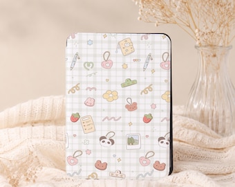 Cute Sketch Stripes Case With Hand Strap For Paperwhite 10/11/12, Kindle 10th 11th Gen, Kindle Colorsoft, New Kindle Case, Gift for Her