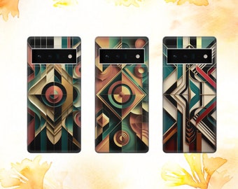 Funda de teléfono de estilo retro geométrico: Arte abstracto para iPhone, Samsung y Google Pixel 16e, 17 Pro Max, 17 Air, S25, A16, Pixel 10, 9A